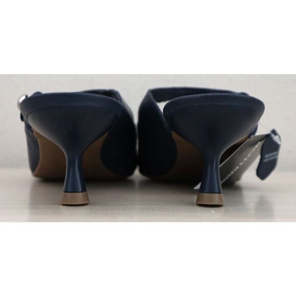 Bottero WMN Sz 8 Navy Blue Leather Botlivia Legacy Pointed Toe Kitten Heels - Picture 2 of 16